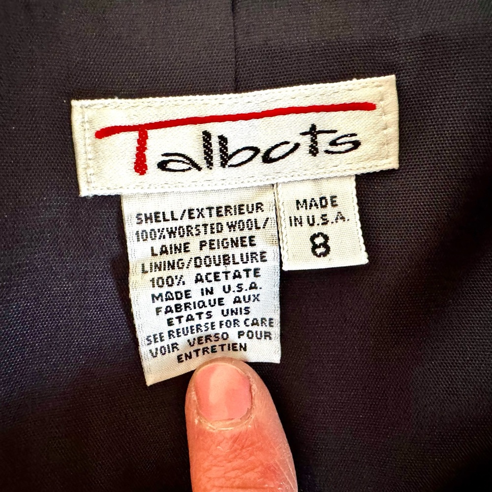 Talbots Navy Wool Lined Two-Button Blazer Suit Ja… - image 6